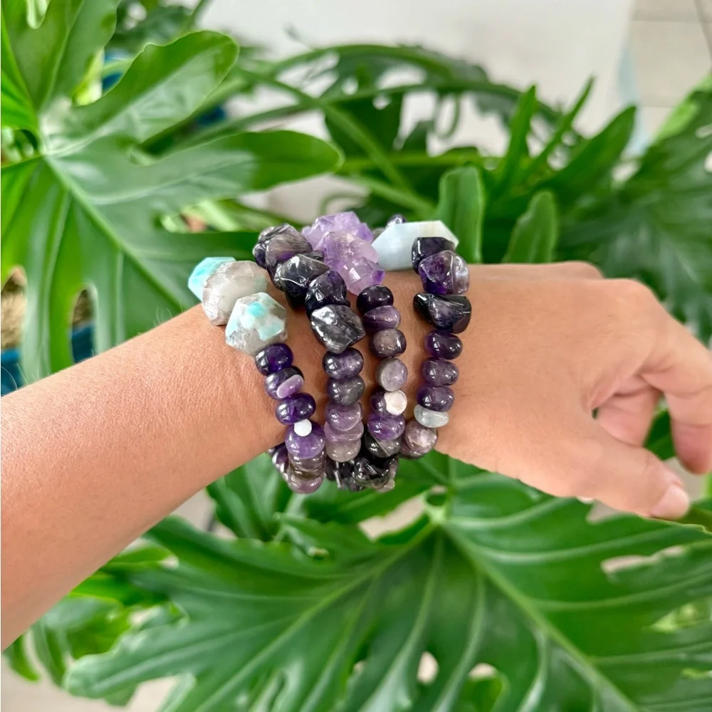 Amethyst Bracelet (one) || Handmade stretchy